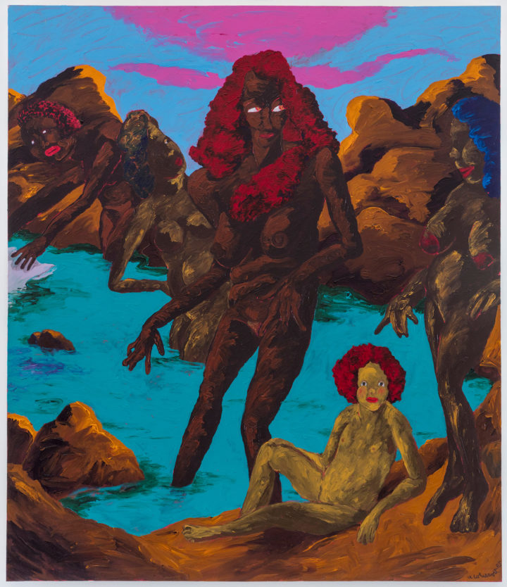 Robert Colescott, At the Bathers' Pool: Ancient Goddesses and the Contest for Classic Purity, 1985